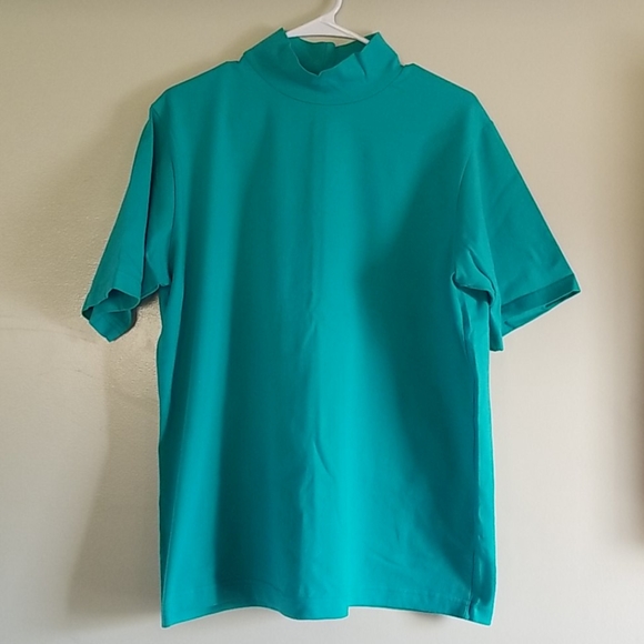 August Max Tops - Mockneck teal top